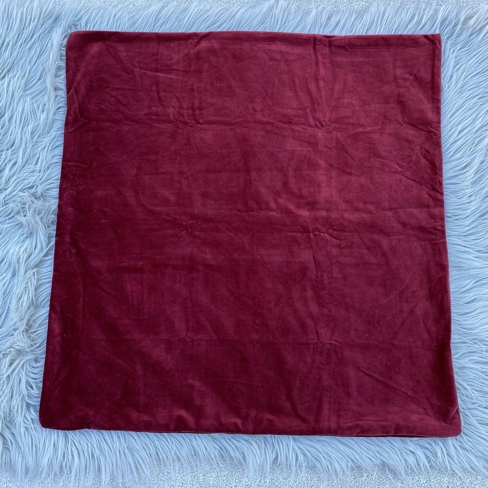Velvet Floor Pillow Cover 25x25 Inch 100%Cotton Cabernet Sauvignon